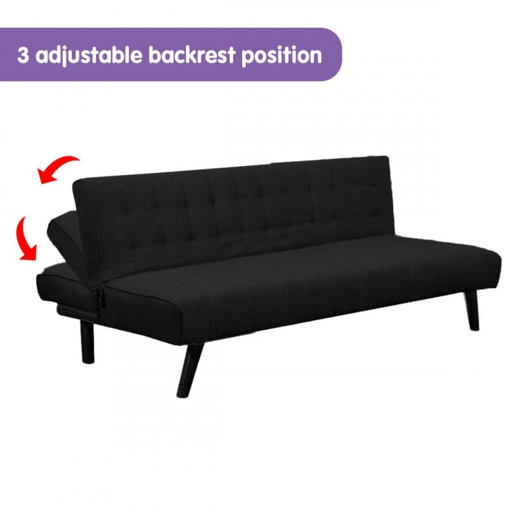 Sarantino 3-Seater Corner Sofa Bed Lounge Chaise Couch - Black image 11