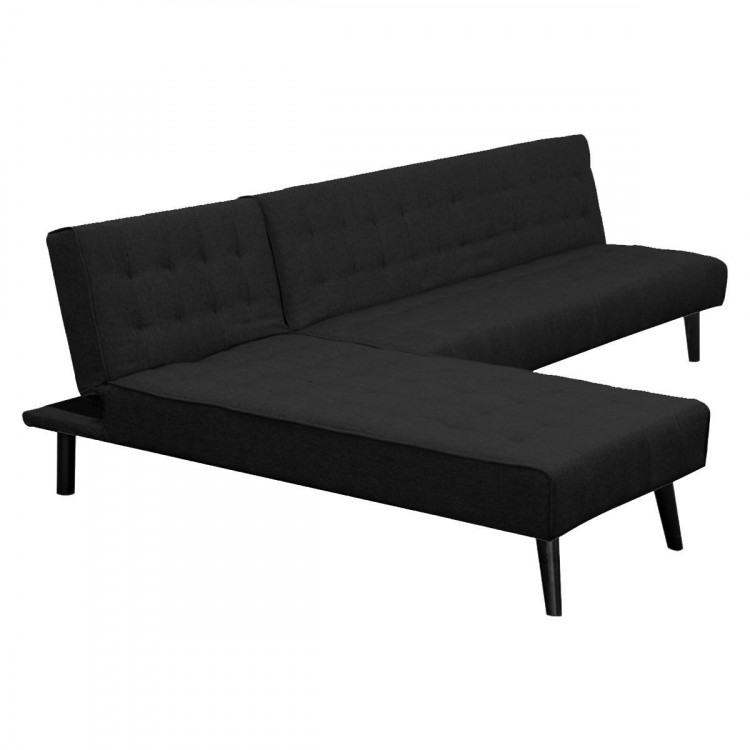 Sarantino 3-Seater Corner Sofa Bed Lounge Chaise Couch - Black image 6