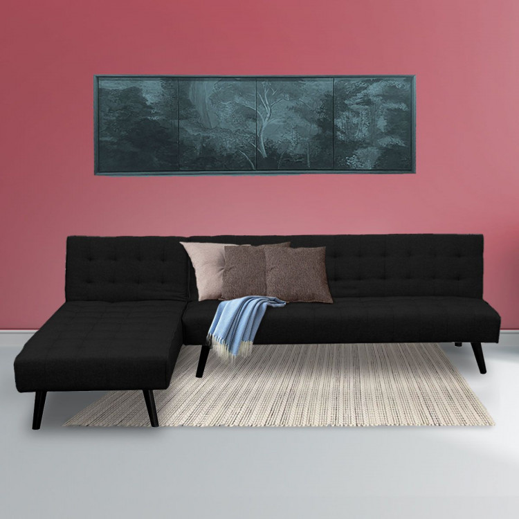 Sarantino 3-Seater Corner Sofa Bed Lounge Chaise Couch - Black image 4