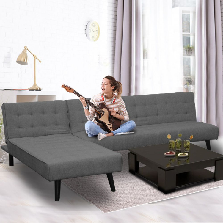 3-Seater Corner Sofa Bed with Lounge Chaise Couch Furniture Dark Grey image 9