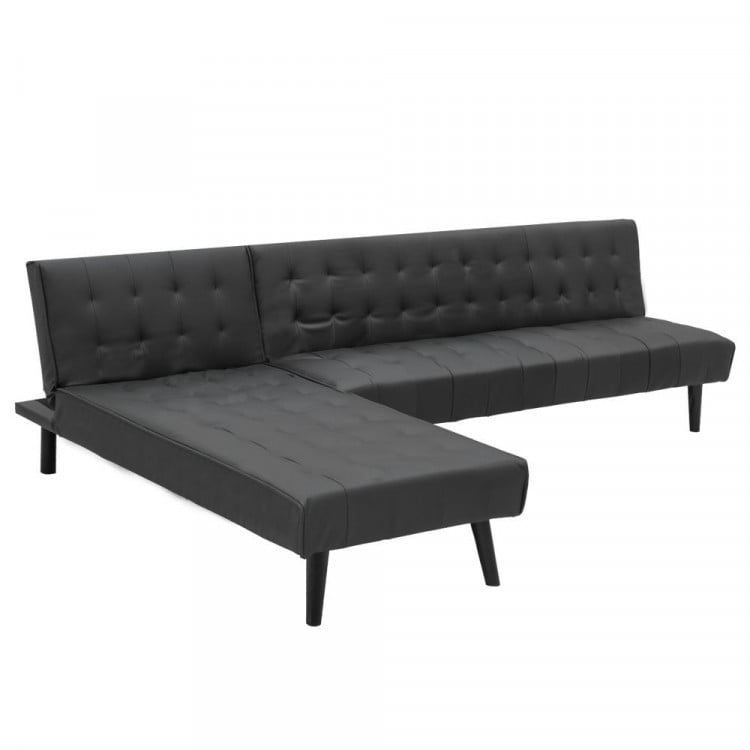 3-Seater Faux Leather Sofa Bed Lounge Chaise Couch Furniture Black image 11