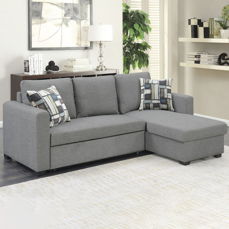 Fontana Pullout Sofa Bed with Storage Chaise Lounge  Sarantino - Grey image 17