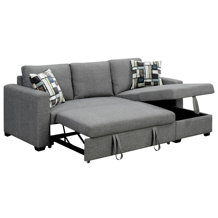Fontana Pullout Sofa Bed with Storage Chaise Lounge  Sarantino - Grey image 7