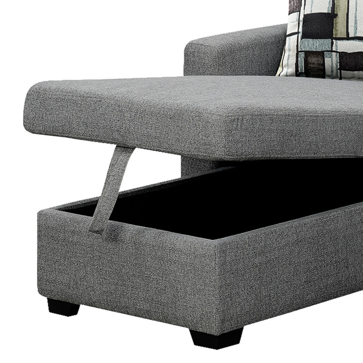 Fontana Pullout Sofa Bed with Storage Chaise Lounge  Sarantino - Grey image 10