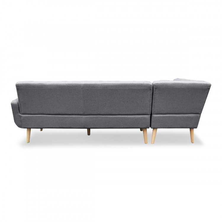 Sarantino Faux Linen Corner Sofa Lounge L-shaped with Chaise Dark Grey image 9