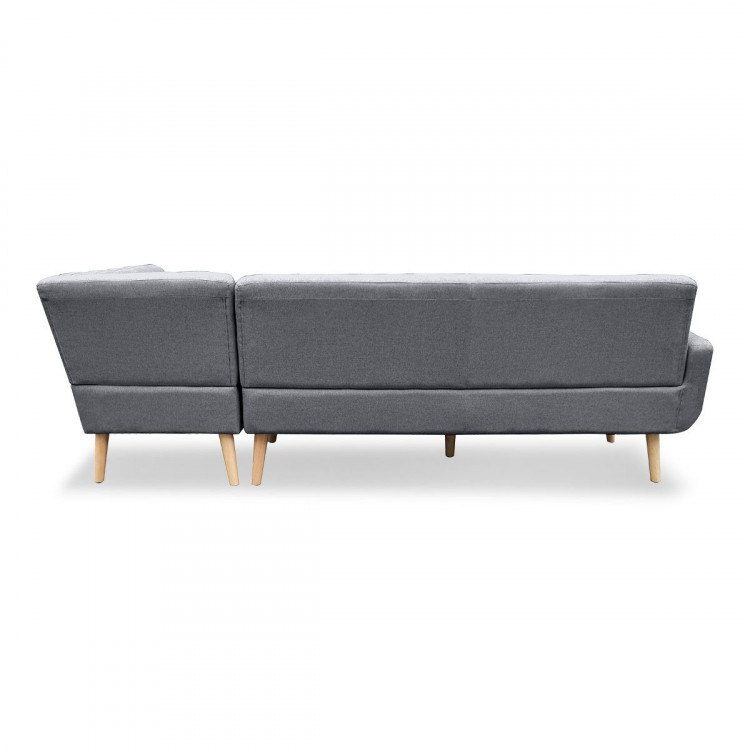 Sarantino Faux Linen Corner Sofa Lounge L-shaped with Chaise Dark Grey image 8