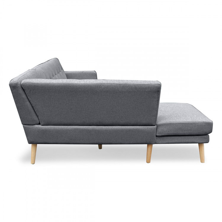 Sarantino Faux Linen Corner Sofa Lounge L-shaped with Chaise Dark Grey image 5