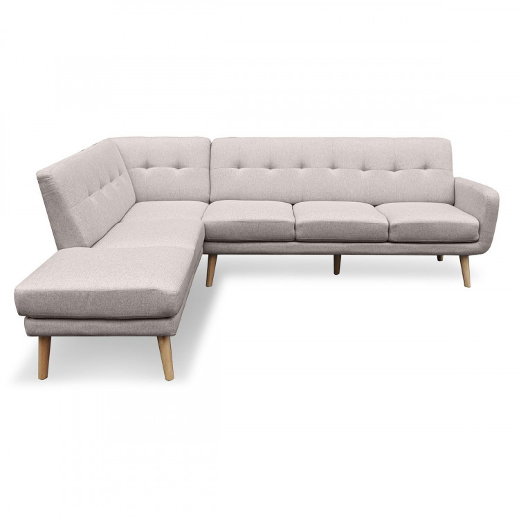 Sarantino Faux Linen Corner Sofa Lounge L-shaped Chaise Light Grey image 4