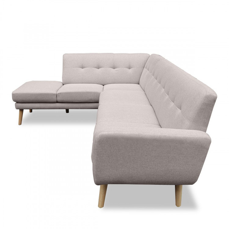 Sarantino Faux Linen Corner Sofa Lounge L-shaped Chaise Light Grey image 5