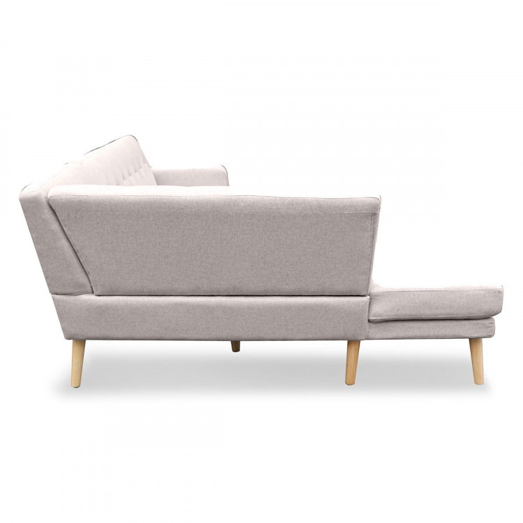 Sarantino Faux Linen Corner Sofa Lounge L-shaped Chaise Light Grey image 7