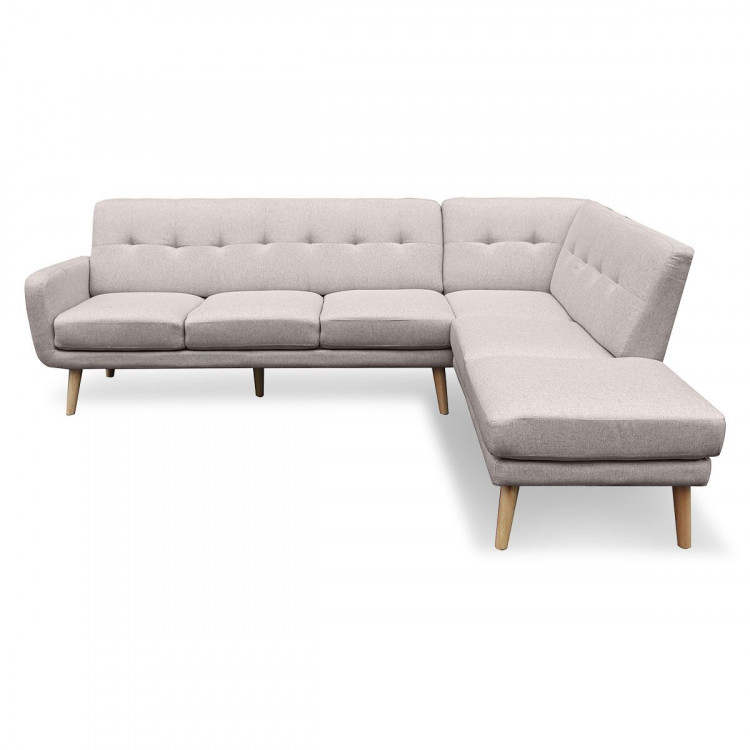 Sarantino Faux Linen Corner Sofa Lounge L-shaped Chaise Light Grey image 5