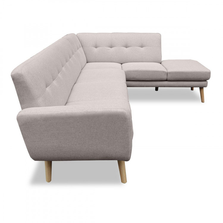 Sarantino Faux Linen Corner Sofa Lounge L-shaped Chaise Light Grey image 8