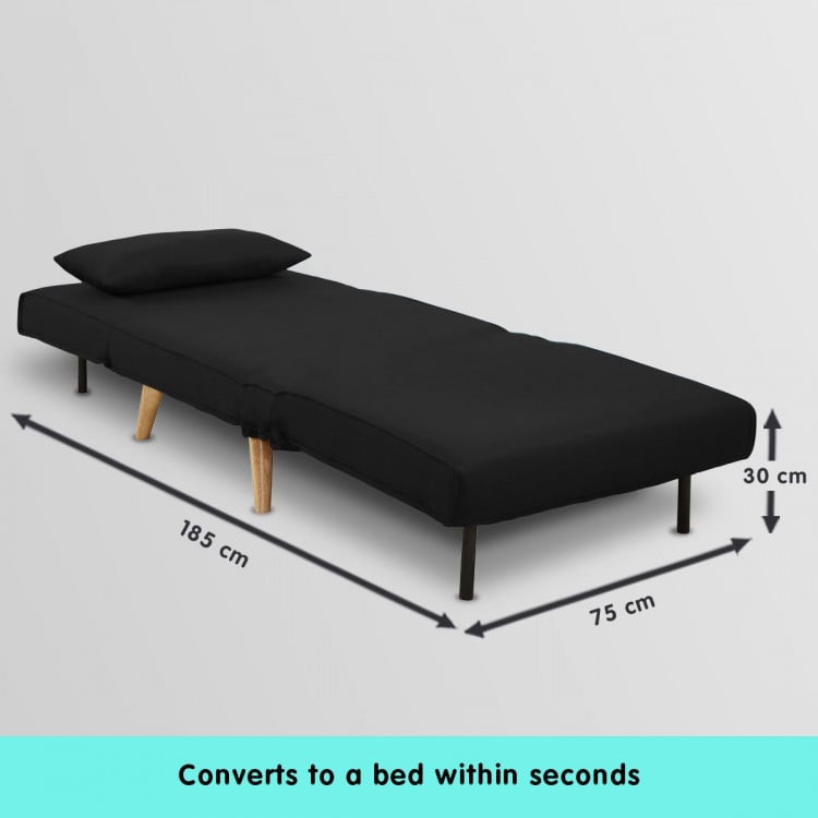 Adjustable Corner Sofa Single Seater Lounge Suede Bed Seat - Black image 10