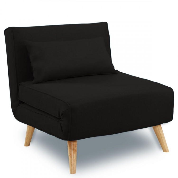 Adjustable Corner Sofa Single Seater Lounge Suede Bed Seat - Black image 2