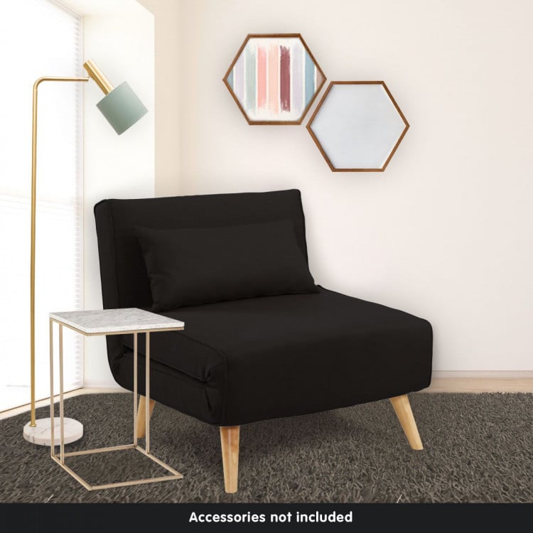 Adjustable Corner Sofa Single Seater Lounge Suede Bed Seat - Black image 5