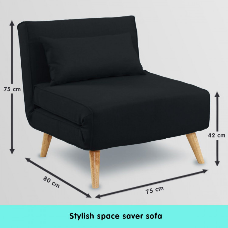 Adjustable Corner Sofa Single Seater Lounge Suede Bed Seat - Black image 9