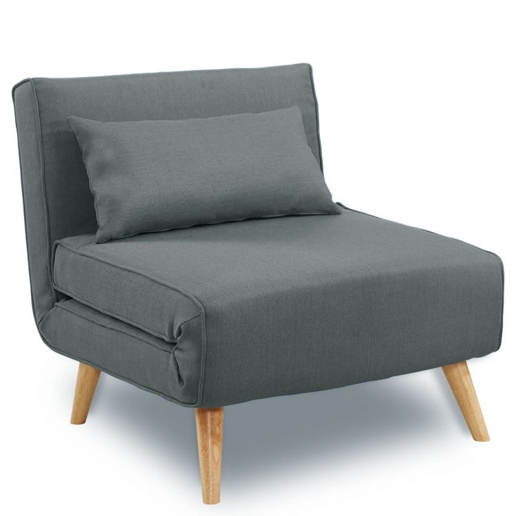Adjustable Corner Sofa Single Seater Lounge Linen Bed Seat - Dark Grey image 2