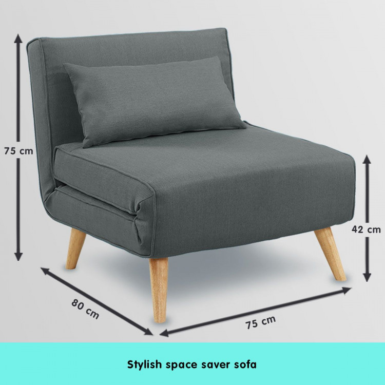 Adjustable Corner Sofa Single Seater Lounge Linen Bed Seat - Dark Grey image 8