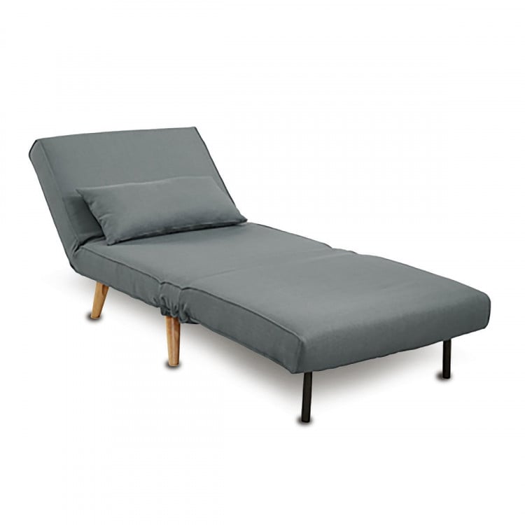 Adjustable Corner Sofa Single Seater Lounge Linen Bed Seat - Dark Grey image 3