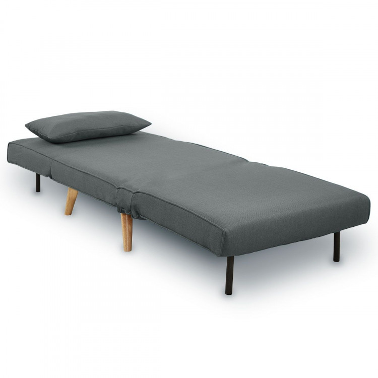 Adjustable Corner Sofa Single Seater Lounge Linen Bed Seat - Dark Grey image 4