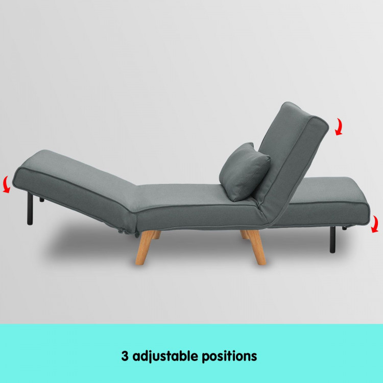 Adjustable Corner Sofa Single Seater Lounge Linen Bed Seat - Dark Grey image 5