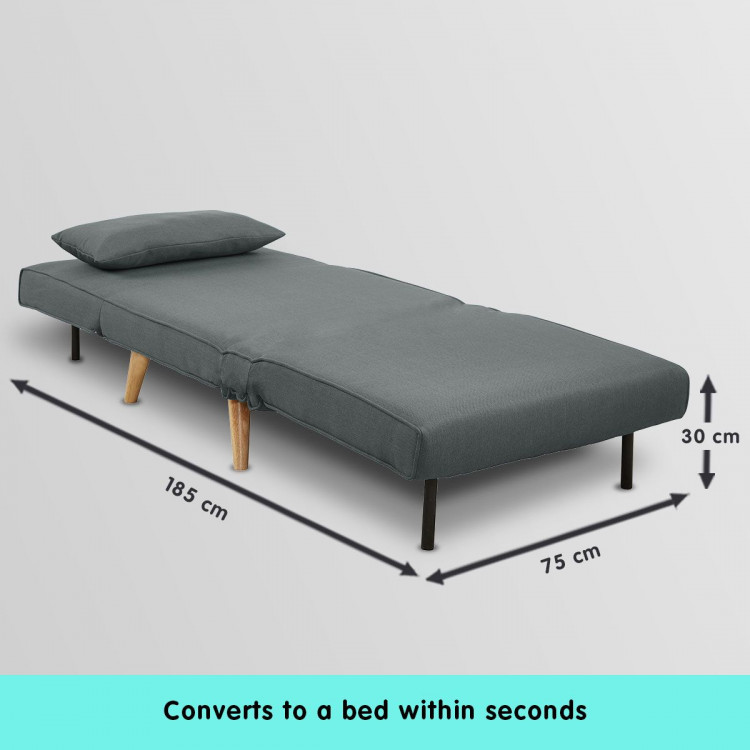 Adjustable Corner Sofa Single Seater Lounge Linen Bed Seat - Dark Grey image 7