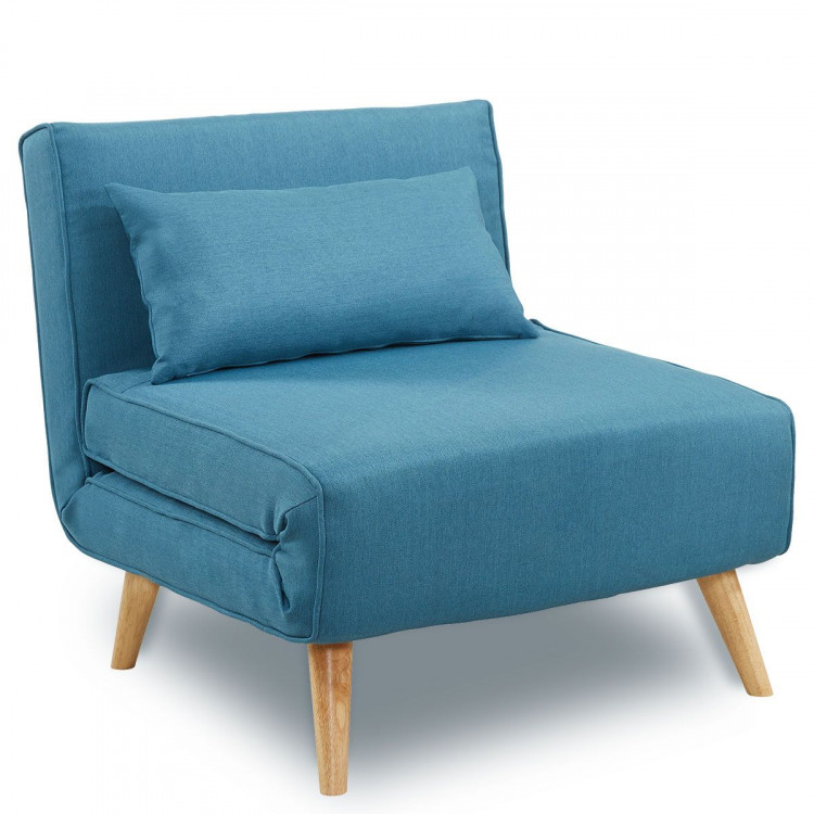 Adjustable Corner Sofa Single Seater Lounge Linen Bed Seat - Blue image 2