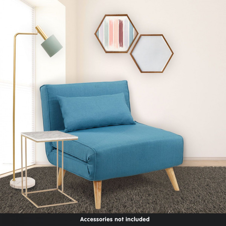 Adjustable Corner Sofa Single Seater Lounge Linen Bed Seat - Blue image 5