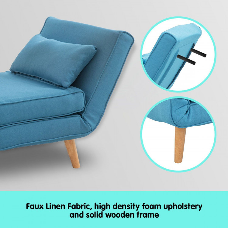 Adjustable Corner Sofa Single Seater Lounge Linen Bed Seat - Blue image 7