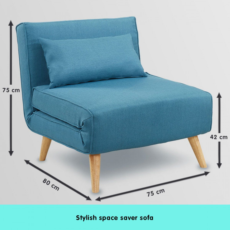 Adjustable Corner Sofa Single Seater Lounge Linen Bed Seat - Blue image 8