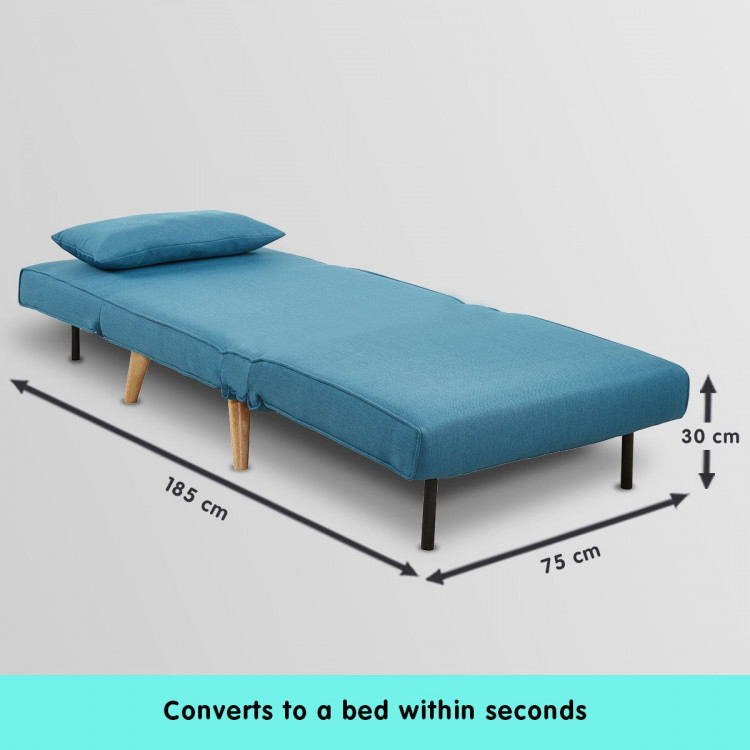 Adjustable Corner Sofa Single Seater Lounge Linen Bed Seat - Blue image 9