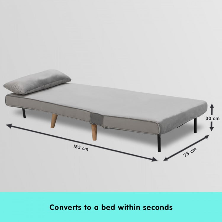 Adjustable Corner Single Seater Lounge Suede Sofa Bed Chair Light Grey image 7