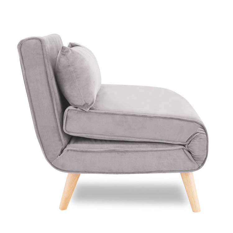 Adjustable Corner Single Seater Lounge Suede Sofa Bed Chair Light Grey image 9