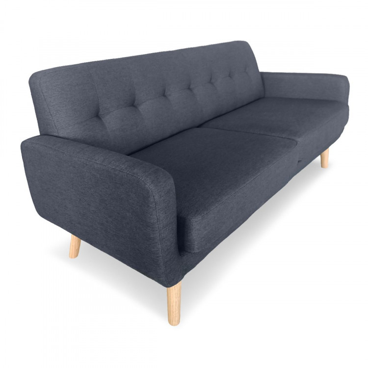 Sarantino 6 Seater Linen Fabric Sofa Couch Futon Lounge Set Dark Grey image 6