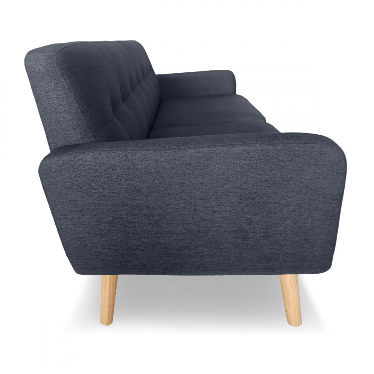 Sarantino 6 Seater Linen Fabric Sofa Couch Futon Lounge Set Dark Grey image 7