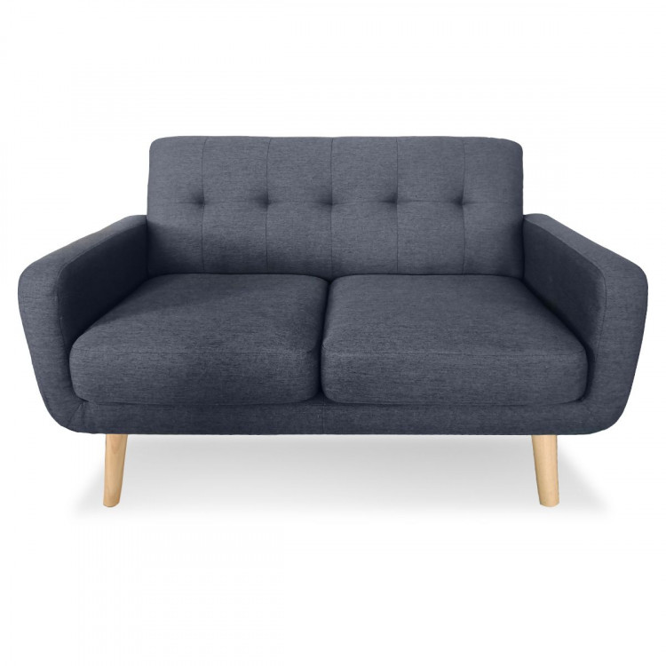 Sarantino 6 Seater Linen Fabric Sofa Couch Futon Lounge Set Dark Grey image 4