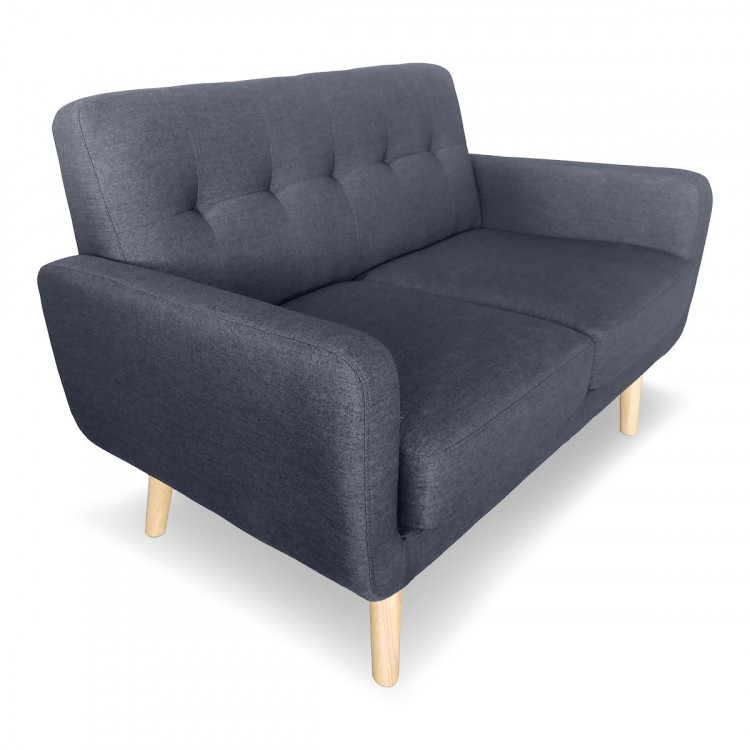 Sarantino 6 Seater Linen Fabric Sofa Couch Futon Lounge Set Dark Grey image 9