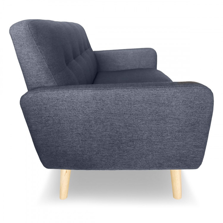 Sarantino 6 Seater Linen Fabric Sofa Couch Futon Lounge Set Dark Grey image 10