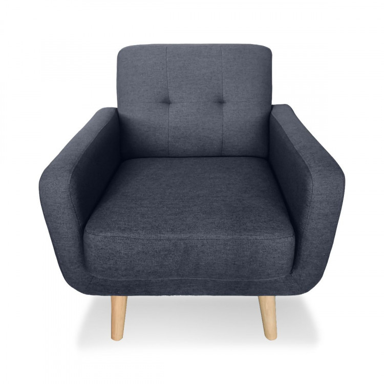 Sarantino 6 Seater Linen Fabric Sofa Couch Futon Lounge Set Dark Grey image 5