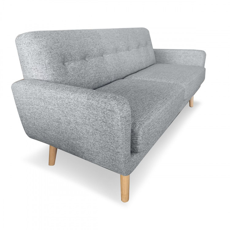 Sarantino 6 Seater Linen Fabric Sofa Couch Futon Lounge Set Light Grey image 6