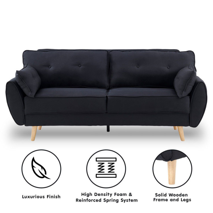 Sarantino 3 Seater Modular Linen Fabric Sofa Bed Couch Futon - Black image 10