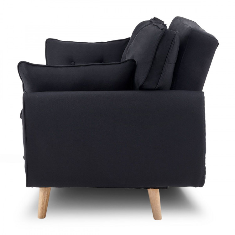 Sarantino 3 Seater Modular Linen Fabric Sofa Bed Couch Futon - Black image 4