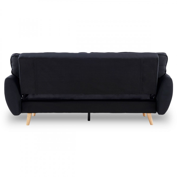 Sarantino 3 Seater Modular Linen Fabric Sofa Bed Couch Futon - Black image 5