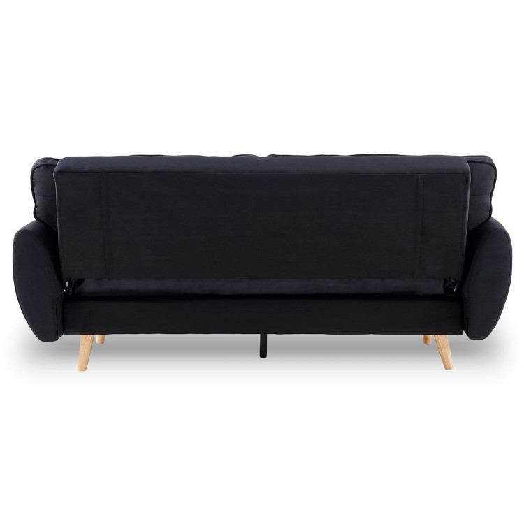 Sarantino 3 Seater Modular Linen Fabric Sofa Bed Couch Futon - Black image 5