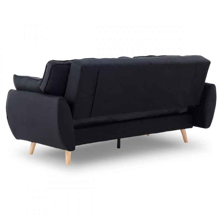 Sarantino 3 Seater Modular Linen Fabric Sofa Bed Couch Futon - Black image 6