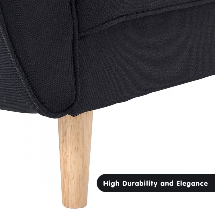 Sarantino 3 Seater Modular Linen Fabric Sofa Bed Couch Futon - Black image 7