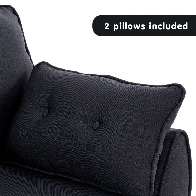 Sarantino 3 Seater Modular Linen Fabric Sofa Bed Couch Futon - Black image 8