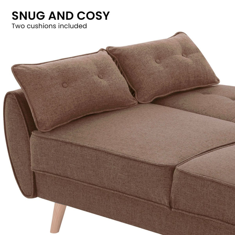 Sarantino 3 Seater Modular Linen Fabric Sofa Bed Couch Futon - Brown image 11
