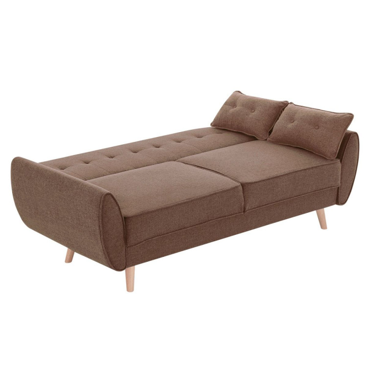 Sarantino 3 Seater Modular Linen Fabric Sofa Bed Couch Futon - Brown image 5