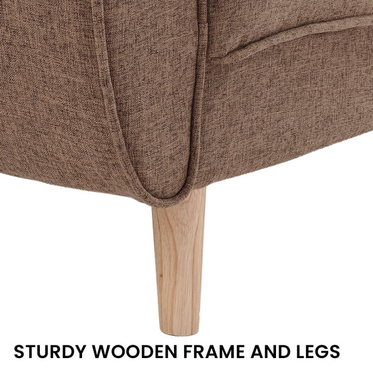 Sarantino 3 Seater Modular Linen Fabric Sofa Bed Couch Futon - Brown image 9